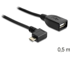 Delock Atrakinimo kabelis USB micro-B kištukinis > USB 2.0-A moteriškas OTG 50 cm kampu
