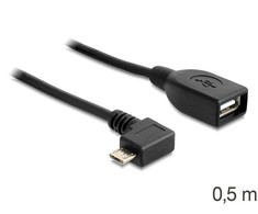 Delock Atrakinimo kabelis USB micro-B kištukinis > USB 2.0-A moteriškas OTG 50 cm kampu