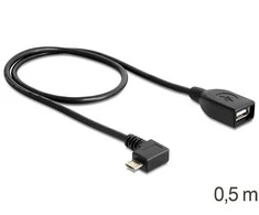 Delock Atrakinimo kabelis USB micro-B kištukinis > USB 2.0-A moteriškas OTG 50 cm kampu