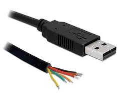 KABELIS USB-A 2.0(M)->SERIAL TTL 3.3V 1.8M JUODA DELOCK