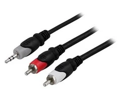 Garso kabelis DELTACO 3,5 mm ha - 2xRCA ha, 15m / MM-144