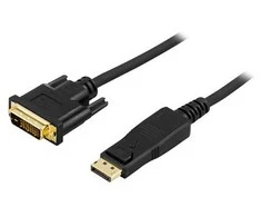 Kabelis DELTACO DisplayPort į DVI-D, Full HD 60Hz, 1m, juodas / DP-2010