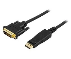 DELTACO DP - DVI-D Single Link kabelis, Full HD - 60Hz, 2m, juodas, 20 kontaktų ha - 18 + 1 kontaktų ha / DP-2020