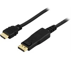 Goobay Kabelis DELTACO DisplayPort - HDMI su audio, Ultra HD 30Hz, 2m, juodas / DP-3020