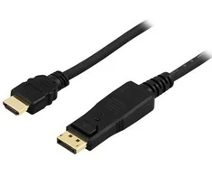 Kabelis DELTACO DisplayPort prie HDMI, Ultra HD 30Hz, 5m, juodas / DP-3050