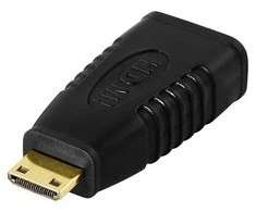 DELTACO HDMI adapteris, mini HDMI male to HDMI female, 19 pin, dengtas auksu / HDMI-18