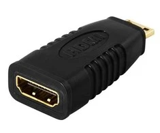 DELTACO HDMI adapteris, mini HDMI male to HDMI female, 19 pin, dengtas auksu / HDMI-18