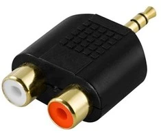 Inline Adapteris DELTACO 3.5mm M - 2xRCA F / AA-25