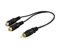 DELTACO 2 x RCA lizdas - RCA kištukas -y-kabelis, 15 cm