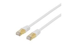 Patch kabelis DELTACO S/FTP Cat7, 0.5m, 600MHz, Delta-sertifikuotas, LSZH, RJ45 jungtys, baltas / STP-70V