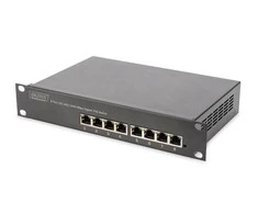 Šakotuvas Digitus Skaitmenas | 8 prievadų Gigabit Ethernet PoE jungiklis | DN-95317 | Nevaldomas | Montuojamas ant stovo | Maitinimo tipas Vidinis