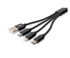 DIGITUS 3-in-1 kabelis USB-A + Lightning + Micro USB + USB-C
