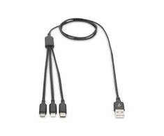 Assmann Electronic ASSMANN USB įkroviklio laidas USB A - Lightning+micro B+Type-C 1m 3in1 kabelis medvilnė CE bl