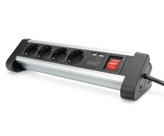 Assmann Electronic DIGITUS 4 krypčių biuro lizdų juostelė su 2x USB jungtys