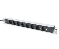Assmann Electronic DIGITUS 19inch Outlet stripe aliuminio 8x Schuko juodas 16A 4000W In 1x Schuko incl.metal mount kit