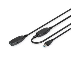 Assmann Electronic DIGITUS prailginimo kabelis USB 3.0 SuperSpeed Type USB A/AM/F aktyvus juodas 10m