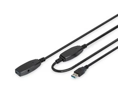 Assmann Electronic DIGITUS prailginimo kabelis USB 3.0 SuperSpeed Type USB A/AM/F aktyvus juodas 10m