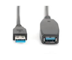 Assmann Electronic DIGITUS prailginimo kabelis USB 3.0 SuperSpeed Type USB A/AM/F aktyvus juodas 20m