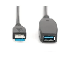 Assmann Electronic DIGITUS prailginimo kabelis USB 3.0 SuperSpeed Type USB A/AM/F aktyvus juodas 20m