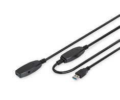 Assmann Electronic DIGITUS prailginimo kabelis USB 3.0 SuperSpeed Type USB A/AM/F aktyvus juodas 20m