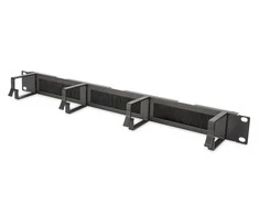 Digitus Kabelių organizatorius su šepetėliu 19" 1U, 4 aliuminio laikikliai, 44x72 mm, juodas