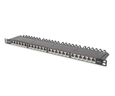DIGITUS Patchpanel 0,5HE 24-Port Cat6a geschirmt juodas