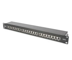 Digitus CAT 6A | Patch Panel | RJ45, 8P8C | Tinka montuoti 483 mm (19 colių) spintelėje; Perdavimo savybės: 6A kategorija, EA klasė; Taikymo sritis: iki 500 MHz, 10 GBase-T; Dydis: 482,6 x 44 x 109 mm | RJ45 ekranas (alavuota bronza)