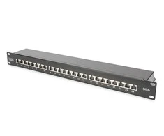 Digitus CAT 6A | Patch Panel | RJ45, 8P8C | Tinka montuoti 483 mm (19 colių) spintelėje; Perdavimo savybės: 6A kategorija, EA klasė; Taikymo sritis: iki 500 MHz, 10 GBase-T; Dydis: 482,6 x 44 x 109 mm | RJ45 ekranas (alavuota bronza)
