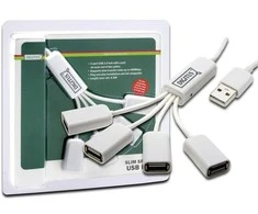 Assmann Electronic DIGITUS USB2.0 kabelio šakotuvas 4 prievadų magistralė maitinama 4xUSB A/F 1xUSB A/M be maitinimo šaltinio