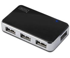 Assmann Electronic DIGITUS USB2.0 Hub 4 prievadų 4xUSB A /F USB B mini F įsk. maitinimo šaltinis ir USB kabelis A/B mini