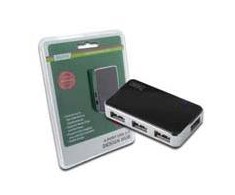 Assmann Electronic DIGITUS USB2.0 Hub 4 prievadų 4xUSB A /F USB B mini F įsk. maitinimo šaltinis ir USB kabelis A/B mini