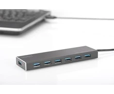Assmann Electronic DIGITUS Hub 7 prievadų USB 3.0 SuperSpeed, maitinimo šaltinis, HQ aliuminis