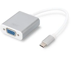 Assmann Electronic DIGITUS USB3.0 Typ C VGA grafinis adapteris Alu korpusas 20cm kabelio mikroschemų rinkinys VL100+IT6513 baltas