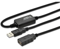 Assmann Electronic DIGITUS USB 2.0 kartotuvo kabelis 10m USB A vyriškas / A moteriškas