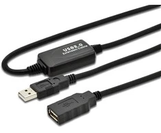 Assmann Electronic DIGITUS USB 2.0 kartotuvo kabelis 10m USB A vyriškas / A moteriškas