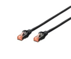 DIGITUS Patchkabel Cat6 S/FTP 2xRJ45 0.5m schw Hebelschutz Polybeutel
