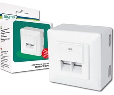 Assmann Electronic DIGITUS modulinis sieninis lizdas 2xRJ45 baltas Cat6 pilnai ekranuotas paviršinis montavimas RAL 9010