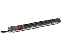 Assmann Electronic DIGITUS 19inch Outlet stripe 7x su įjungimo/išjungimo jungikliu juodas 16A 4000W Alu