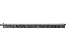 Assmann Electronic DIGITUS 48,3cm 19Zoll Steckdosenleiste Aliuminio 12fach 2Kreislaeufe juodas 2x16A mit 2xUeberlastschutz inkl. Metallhalterung