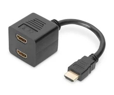 Assmann Electronic DIGITUS HDMI Y skirstytuvo kabelis tipas A -2xtipas A M/F 0,2m pasyvus Full HD auksinis bl