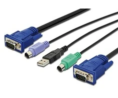Assmann Electronic DIGITUS KVM laidas PS2 ir USB konsolėms su KVM 1xHD-15/M 1xVGA HD-15/M 2xPS2 1x USB 3m