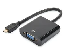 Assmann Electronic DIGITUS keitiklis micro-HDMI į VGA micro HDMI kištukas VGA D-Sub jungtis 3,5 mm garso lizdas juodas