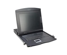 Assmann Electronic DIGITUS modulinė 43,2 cm 17 colių TFT konsolė su 8 prievadų KVM US klaviatūra RAL 9005 juodos spalvos