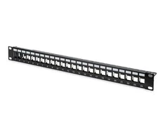 Assmann Electronic DIGITUS Patch Panel Case 1U Keystone Module 24-Port 19Inch RJ45 ir LWL moduliui juodas RAL 9005