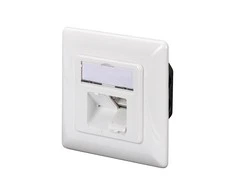 DIGITUS CAT 5e modulinis sieninis lizdas, ekranuotas, 2x RJ45, 8P8C, LSA, grynos baltos spalvos, įleidžiamas, DN-9001/B5-N