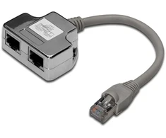 Assmann Electronic Assmann elektroninis DIGITUS T adapteris RJ45 CAT5e 19cm nuo 1xRJ45 M iki 2xRJ45 F ekranuotas