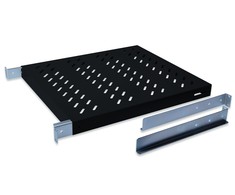 DIGITUS 19" Cabinet shelf, 1U, 350-500mm, color juodas (RAL 9005), DN-97645