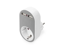 „Digitus“ universalus USB įkroviklis su 2 x USB-A lizdais ir integruotu lizdu | DA-70617