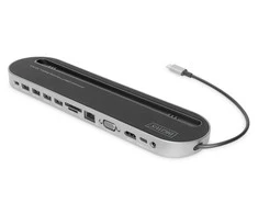 Assmann Electronic DIGITUS DA-70888 12-port USB-C Dock pilka HDMI VGA 2xUSB-C 4xUSB-A RJ45 1x3.5mm SD/MicroSD