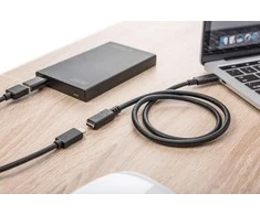 Assmann Electronic ASSMANN USB Type-C ilgintuvo kabelis, tipas C M F 0,7 m, visas funkcijas Gen2 5A 10GB 3.1 Versija CE bl